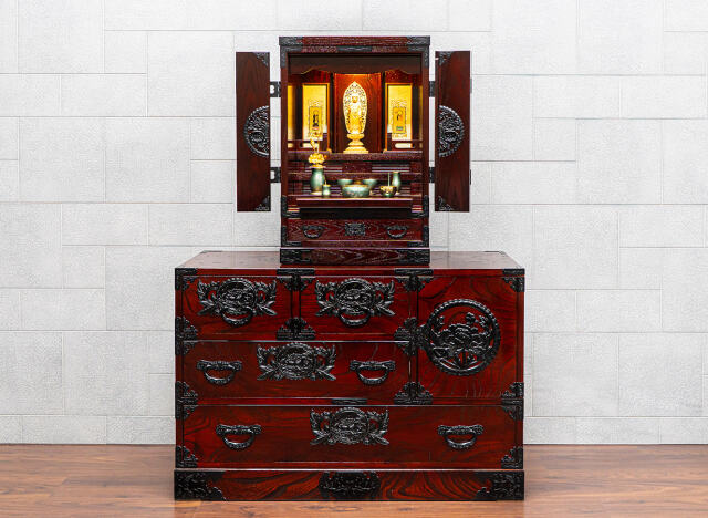 仏壇 仙台仏壇18号 木地呂漆調 仏具セット（レガシー モダン6具足