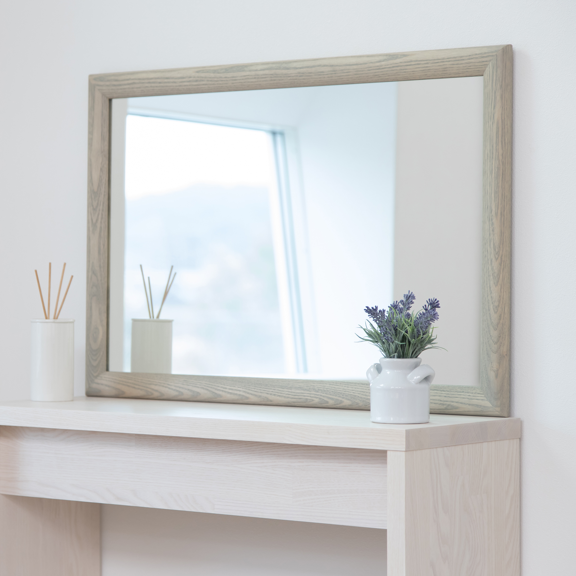 アルテ　45x67.5cm　ホワイトアッシュ材　全5色　壁掛けミラー　全身鏡　（通常便商品）