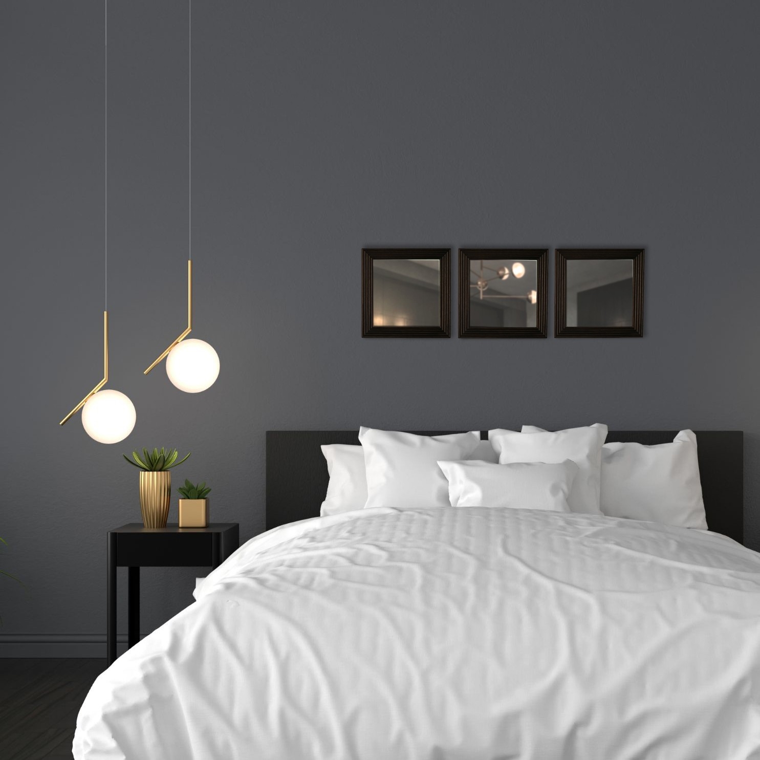 キャレ　40x40cm　ホワイトアッシュ材　全3色　壁掛けミラー　