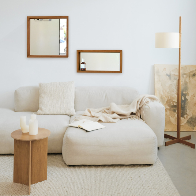 SENNOKI ボクシー 50x50cm 全2色 アンティーク調 壁掛けミラー 箱型