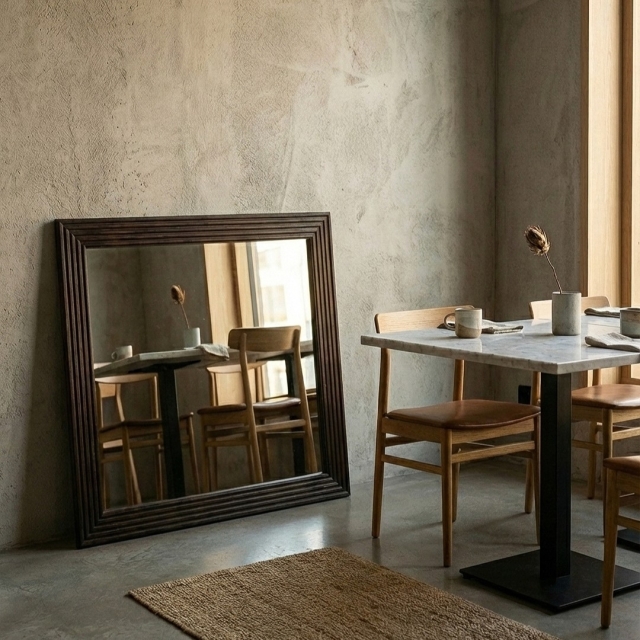 キャレ 80x80cm ホワイトアッシュ材 全3色 壁掛けミラー