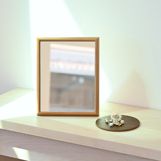 シエル 卓上ミラー 16cmx20cm ホワイトアッシュ材 全3色 ギフトボックス入り