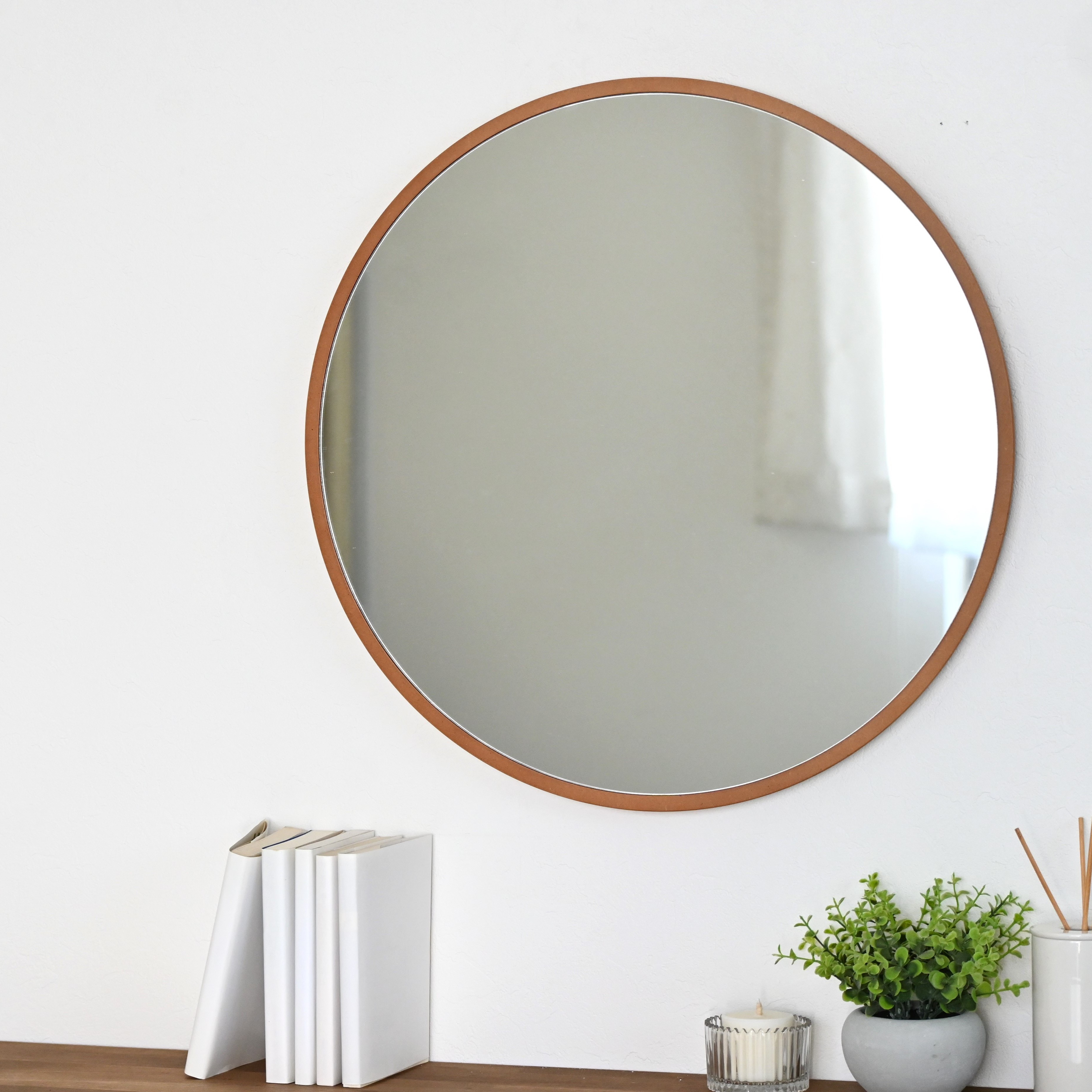 ロンダ　直径60cmx奥行1.7cm　MDF材　全8色　丸形　壁掛けミラー