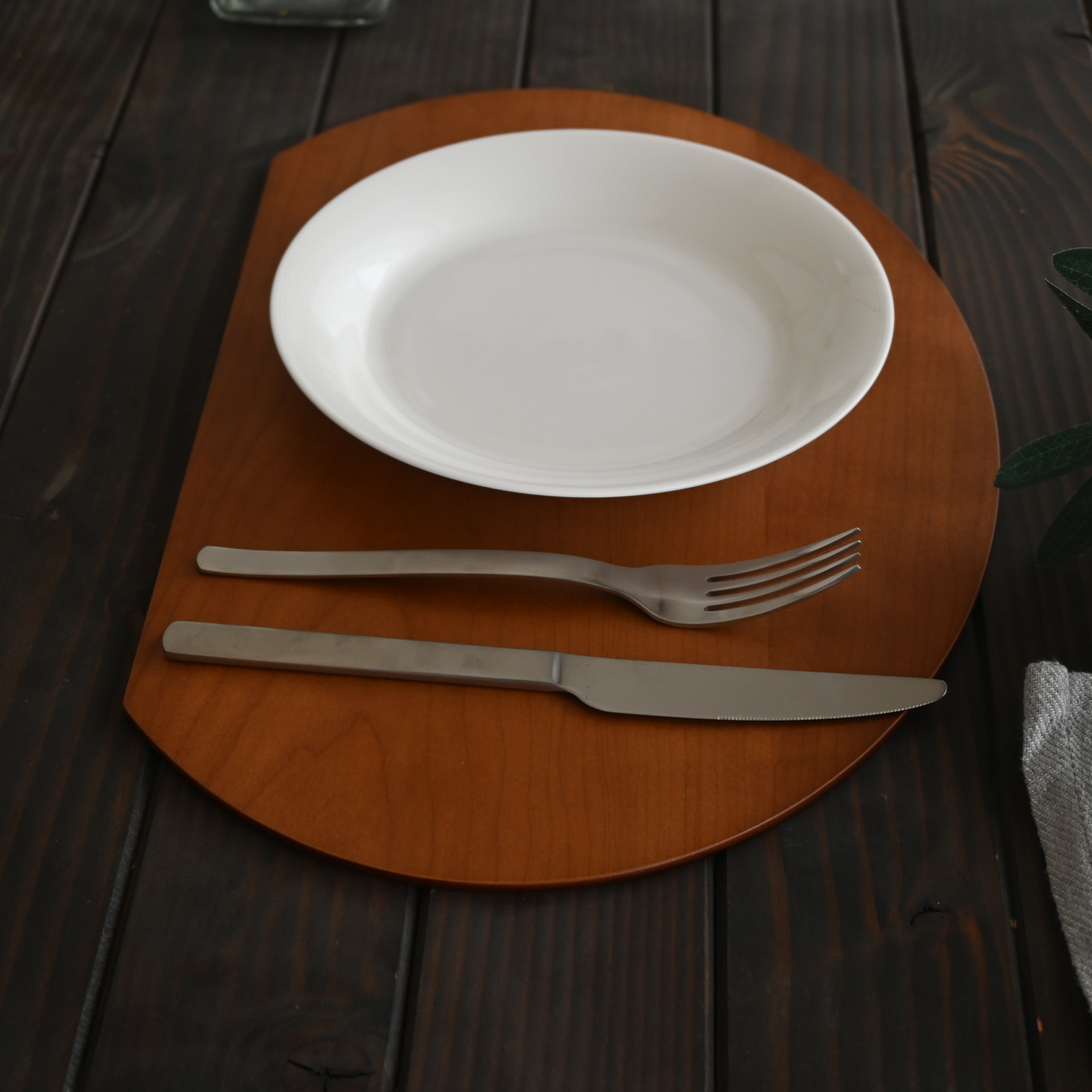 木のランチョン 半月タイプ Lサイズ 全2サイズ ウォールナット チェリー オーク