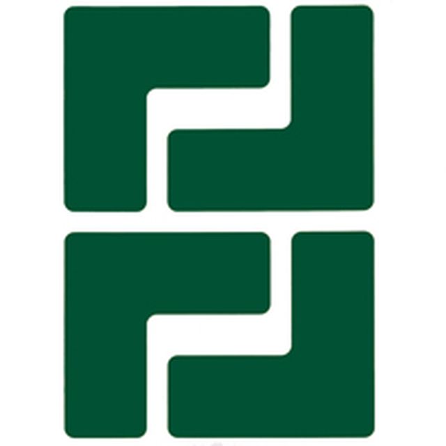 フロアマーキングテープ　コーナーマーク用　L字型-20枚/セット　B-514 緑　50.8mm x 127mm