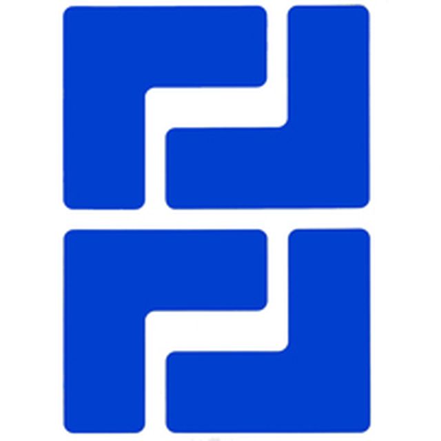 フロアマーキングテープ　コーナーマーク用　L字型-20枚/セット　B-514 青　50.8mm x 127mm