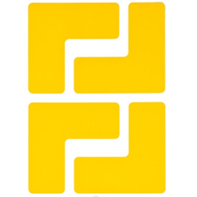 フロアマーキングテープ　コーナーマーク用　L字型-20枚/セット　B-514 黄　50.8mm x 127mm