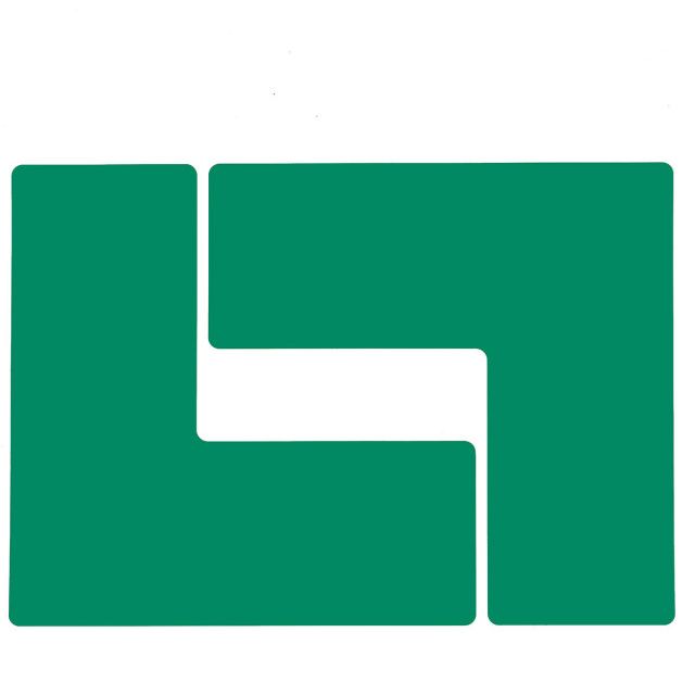 フロアマーキングテープ　コーナーマーク用　L字型-20枚/セット　B-514 緑  76.2mm x 203.2mm