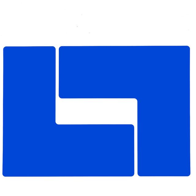 フロアマーキングテープ　コーナーマーク用　L字型-20枚/セット　B-514 青　101.6mm x 254mm