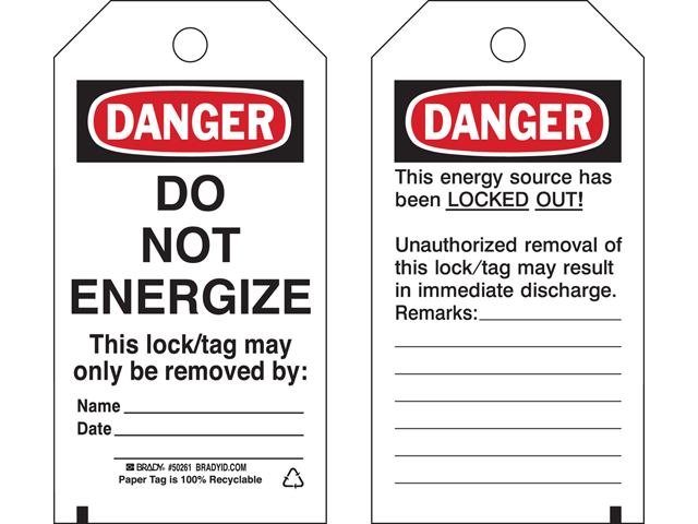 ロックアウトタグ DO NOT ENERGIZE