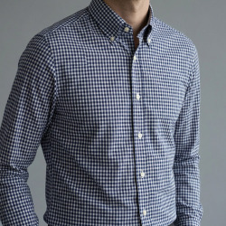 [国産生地] ギンガムチェック-ライトネイビー #10802_写真4