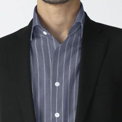 [アルビニ] ピンオックスストライプ-ネイビー #16999_写真2