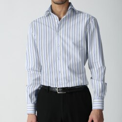 [国産生地] 太マルチストライプ-ブルー×ネイビー #1977_写真4