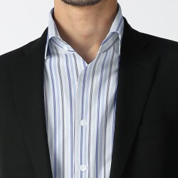 [国産生地] 太マルチストライプ-ブルー×ネイビー #1977_写真2