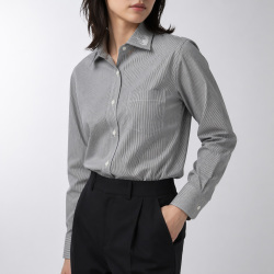 [ギザ GIZA] 120番双糸サウザンドストライプ-ブラック #205_写真5