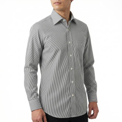 [ギザ GIZA] 120番双糸サウザンドストライプ-ブラック #205_写真4