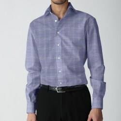 [国産生地] 100番双糸グレンチェック-ブルー×ブラウン #2203_写真4