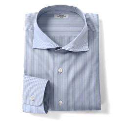 [カルロリーバ] リシオ・160番双糸ボイルオルタネイトストライプ-サックス×ブルー #39683_写真3