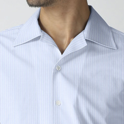 [カルロリーバ] リシオ・160番双糸ボイルオルタネイトストライプ-サックス×ブルー #39683_写真5