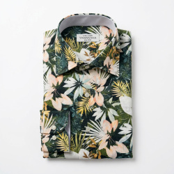 [アルビニ] 麻リネン花柄プリント・グリーン #5069_写真3