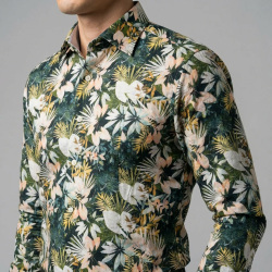 [アルビニ] 麻リネン花柄プリント・グリーン #5069_写真4