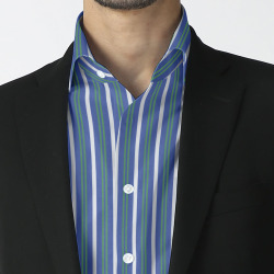 [トーマス シルバー] ボールドストライプ-ブルーベース×グリーン #6393_写真2