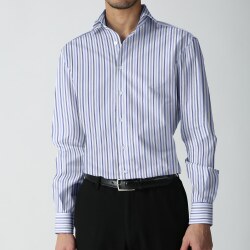 [カンクリーニ canclini] マルチトラックストライプ-サックス×ネイビー #7487_写真4