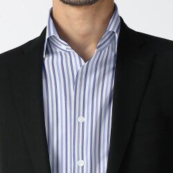 [カンクリーニ canclini] マルチトラックストライプ-サックス×ネイビー #7487_写真2