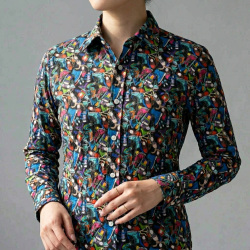 [TEXTA テクスタ] プリント・ベルト&シューズ-ネイビー #7753_写真5