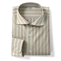 [カンクリーニ canclini] ツイルマルチストライプ-グリーン×ブラウン #7866_写真3