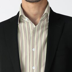 [カンクリーニ canclini] ツイルマルチストライプ-グリーン×ブラウン #7866_写真2