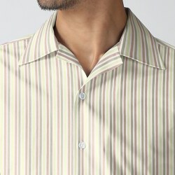 [カンクリーニ canclini] ツイルマルチストライプ-グリーン×ブラウン #7866_写真5