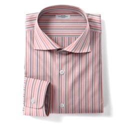 [カンクリーニ canclini] ツイルマルチストライプ-ピンク×ネイビー #7867_写真3