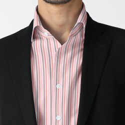 [カンクリーニ canclini] ツイルマルチストライプ-ピンク×ネイビー #7867_写真2