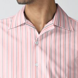 [カンクリーニ canclini] ツイルマルチストライプ-ピンク×ネイビー #7867_写真5