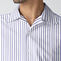 [アルビニ] 太チョークストライプ-ネイビー #7885_写真5