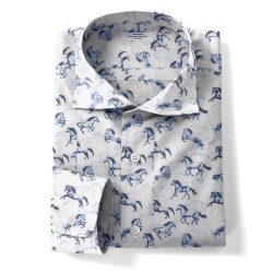 [TEXTA テクスタ] 馬柄プリント-ネイビー #7895_写真3