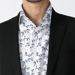 [TEXTA テクスタ] 馬柄プリント-ネイビー #7895_写真2