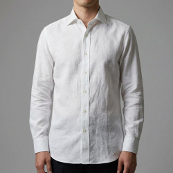 画像4 [グランディ＆ルビネッリ] 綿65％麻35％ハケメ-ホワイト #8099