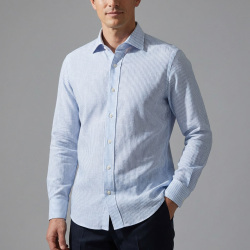 画像4 [グランディ＆ルビネッリ] 綿65％麻35％サウザンドストライプ-サックス #8105