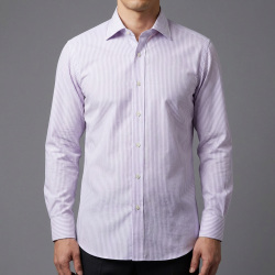 画像4 [グランディ＆ルビネッリ] 綿65％麻35％サウザンドストライプ-パープル #8106