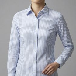 画像5[グランディ＆ルビネッリ] 綿65％麻35％ロンドンストライプ-サックス #8112