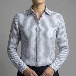 画像5[グランディ＆ルビネッリ] 綿65％麻35％ロンドンストライプ-ネイビー #8113