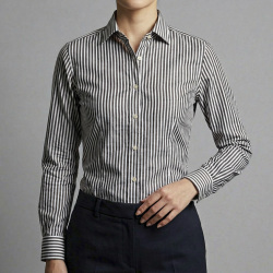 画像5[グランディ＆ルビネッリ] 綿65％麻35％ロンドンストライプ-ブラウン #8114