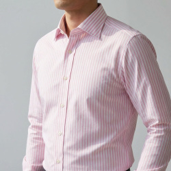 画像4 [ソクタス] 綿66％麻34％ロンドンストライプ-ピンク #8115