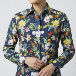 画像5[テクスタ TEXTA] オウム柄プリント・ネイビーベース #8134