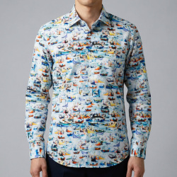 [ゲッツナー] プリント-ホワイト×ブラック #8380_4