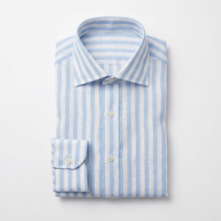 画像3 [バセッティ] 麻リネンストライプ-ライトブルー #8428