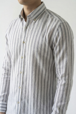 画像4 [バセッティ] 麻リネンストライプ-グレー #8429