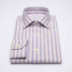 画像3 [バセッティ] 麻リネンストライプ-パープル #8430